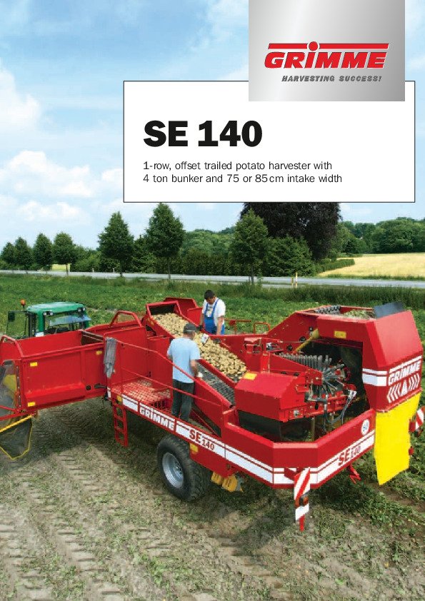 SE 140 1-row, offset trailed potato harvester
