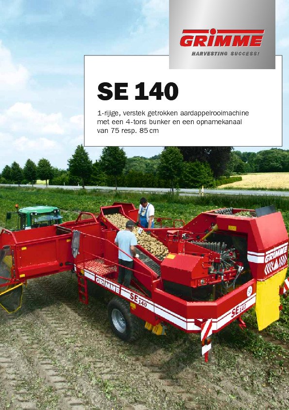 SE 140 1-rijige, verstek getrokken aardappelrooimachine