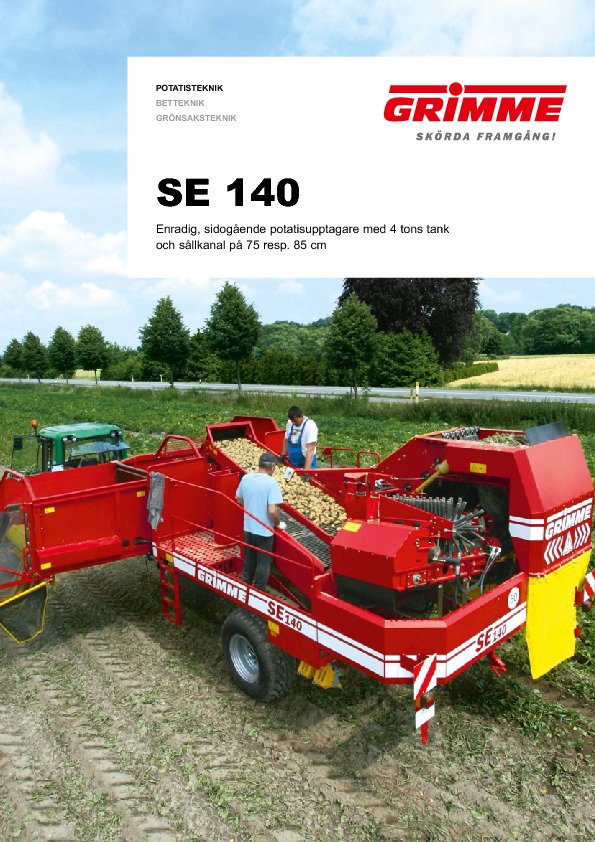 SE140 Enradig, sidogående potatisupptagare